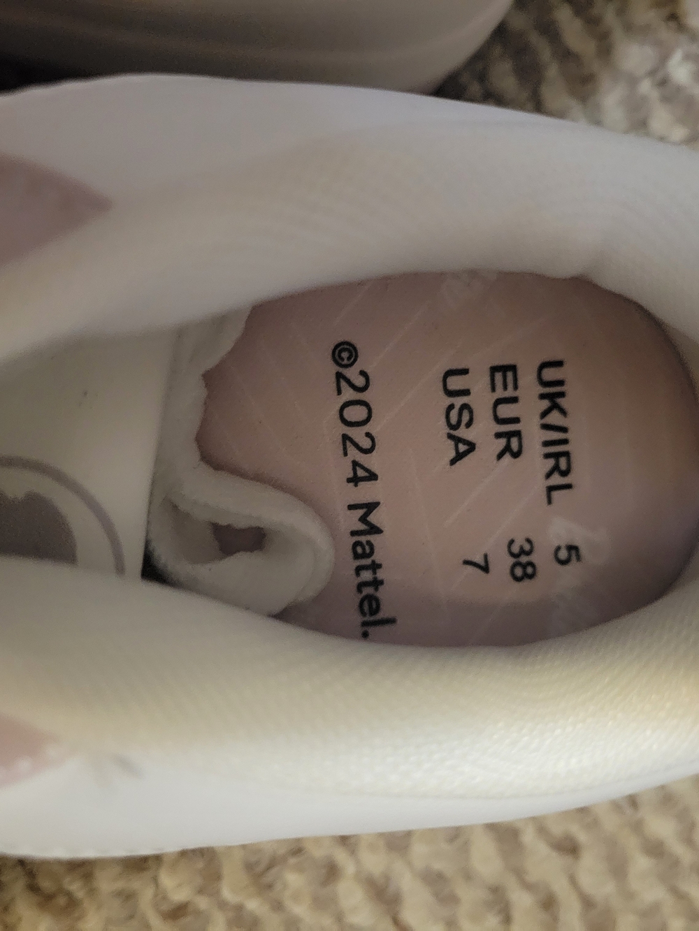 Barbie White and Pale Pink Platform Lace-Up Sneakers - Picture 5 of 6